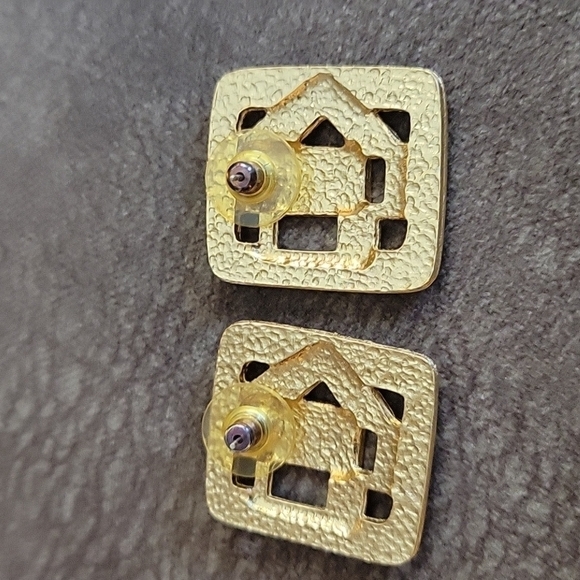 VTG Frank Lloyd Wright Style Art Deco Statement Necklace Earrings Set - Picture 8 of 8